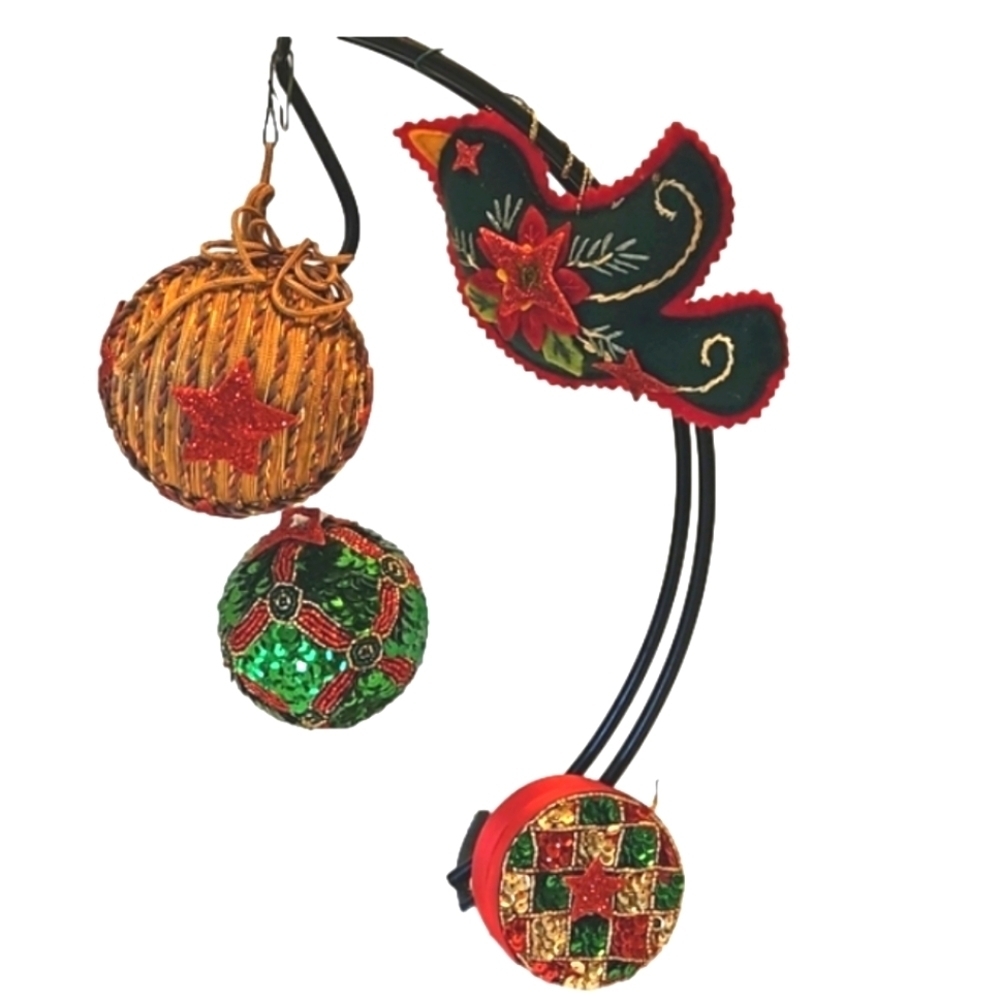 Handmade Holiday Ornaments Upcycled Hanging Decoration